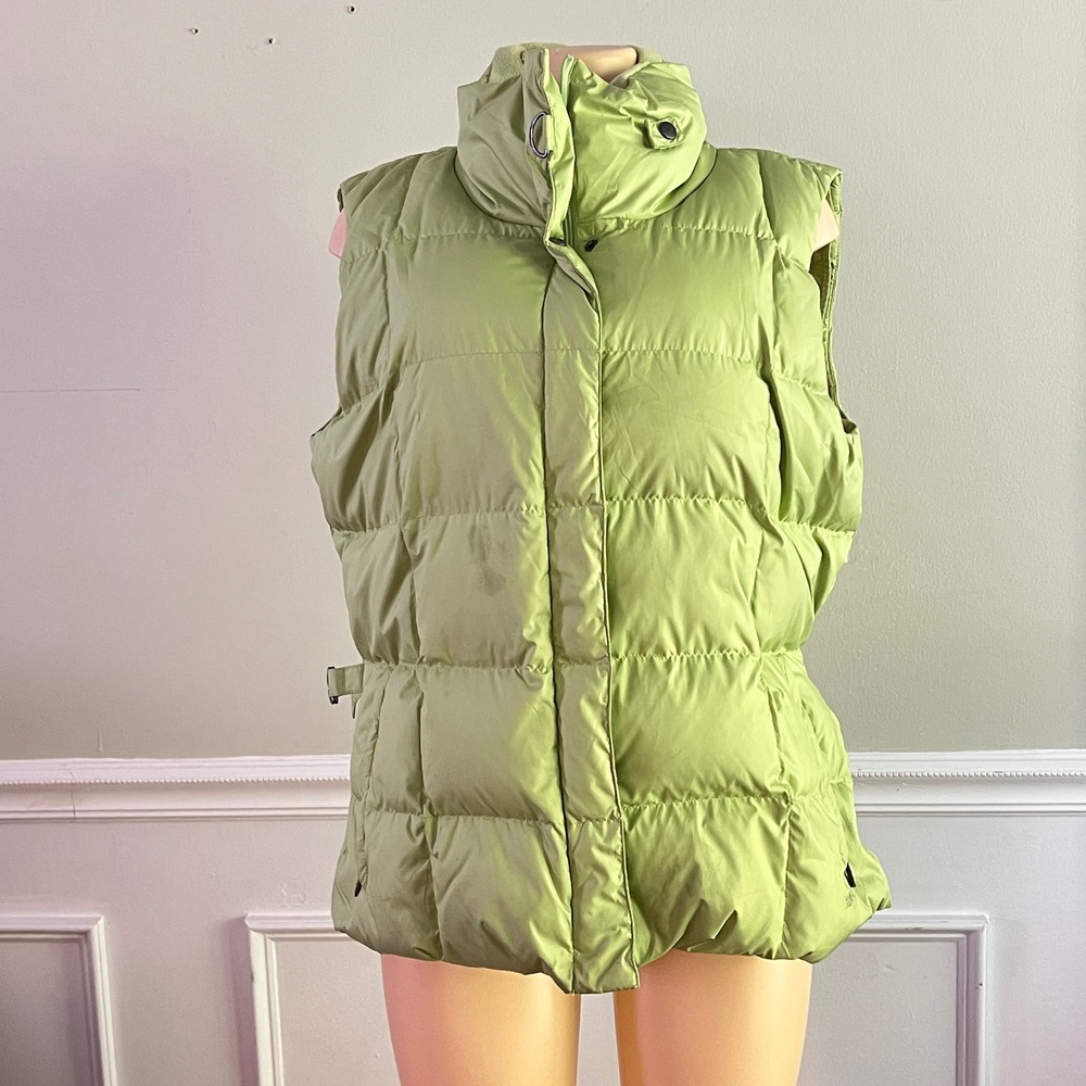 Eddie Bauer Puffer Vest XL Women Goose Down Quilted Sage Green Gorpcore Outdoor